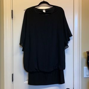 MSK Black chiffon dress with banded bottom